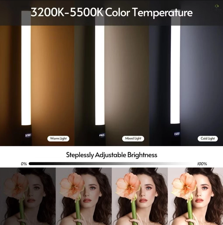 Luz Bastão ajustável fotográfico portátil 3200K-5500K da suficiência do diodo emissor de luz