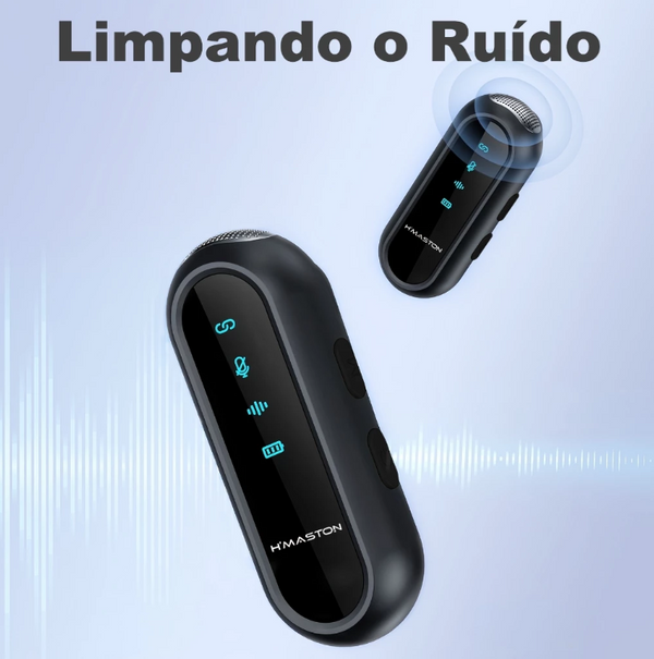 H'Maston MK20 Microfone De Lapela Sem Fio Wireless Profissinal Com Cancelamento De Ruído
