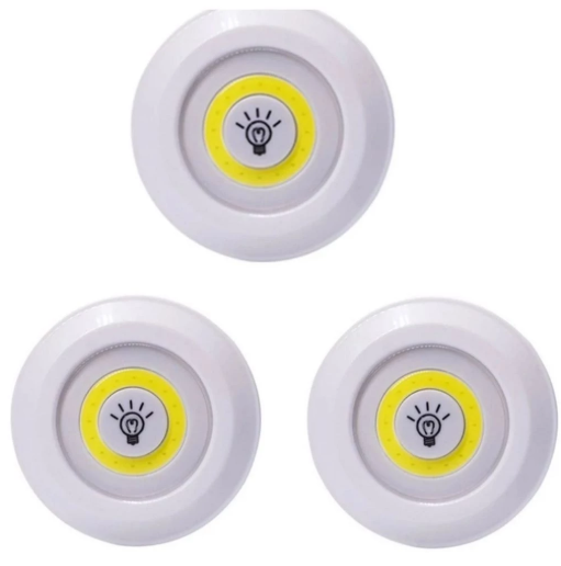 Luminária Kit 3 Lâmpada Led Spot Sem Fio Controle Remoto Lâmpada Led Sem Fio