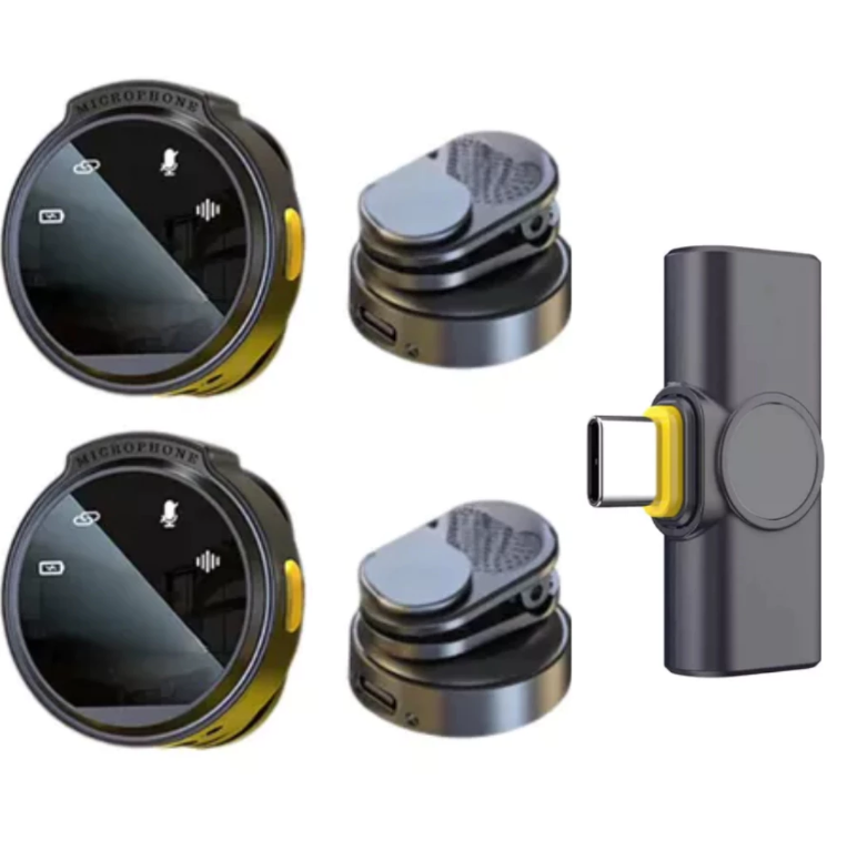 Microfone Lapela Case Recarregavel Imã Duplo Profissional EL-1837 TIPO C