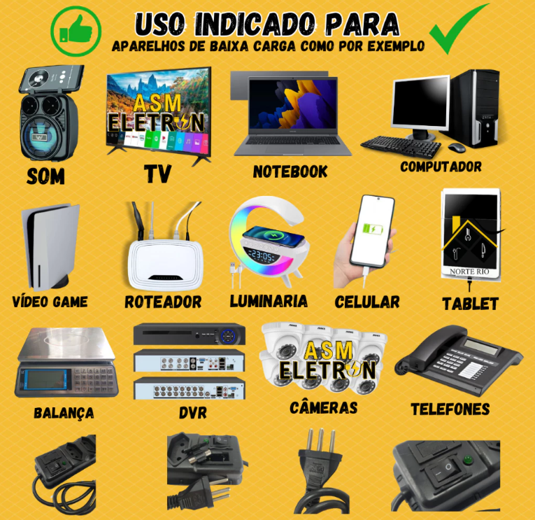 FILTRO DE LINHA RÉGUA DE TOMADAS 6 tomadas tripolar 10 Amperes com fusível
