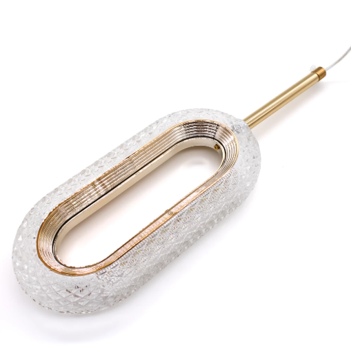 Luminária Pendente Orion Dourado Oval Moderno Led Pd35