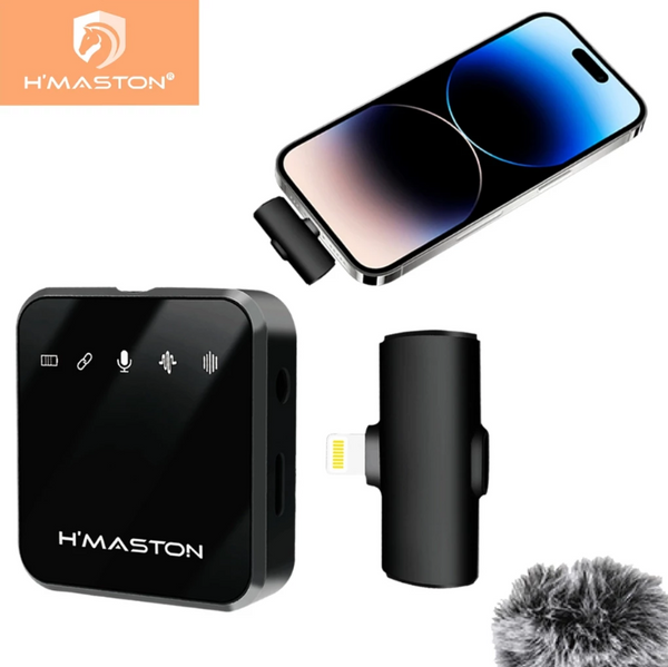 H'maston MK13/14 Microfone Sem Fio Lapela Celular Lighting Tipo-c Vlog Microfone Sem Fio Lavalier