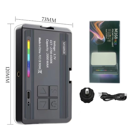 Luz de preenchimento e luz quente para fotografia LED RGB 2700k-6500k Luz fotográfica profissional portátil recarregável
