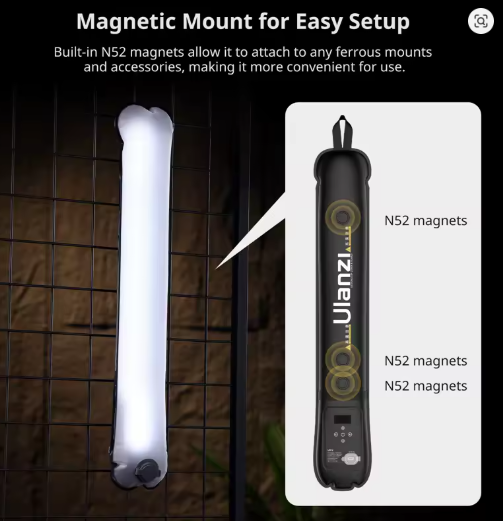 Ulanzi UA12 12W Tubo de ar inflável luz 2700K-6500K Varinha de luz bicolor Vara de luz de bolso com suporte magnético para livestream