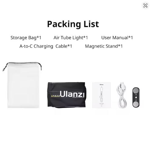 Ulanzi UA12 12W Tubo de ar inflável luz 2700K-6500K Varinha de luz bicolor Vara de luz de bolso com suporte magnético para livestream